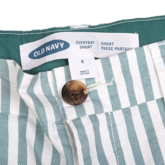 Old Navy Everyday Short Striped  High Rise Stretch Cotton  White Teal Green - Picture 6 of 7